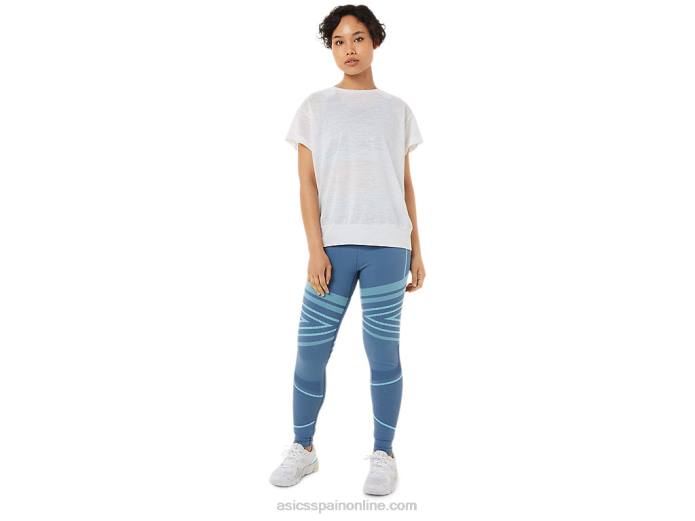 top de manga corta con espalda abierta para mujer Asics 4L683374 blanco brillante