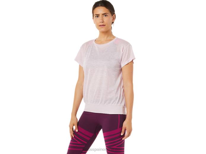 top de manga corta con espalda abierta para mujer Asics 4L683383 apenas rosa