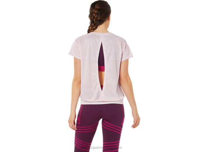 top de manga corta con espalda abierta para mujer Asics 4L683383 apenas rosa