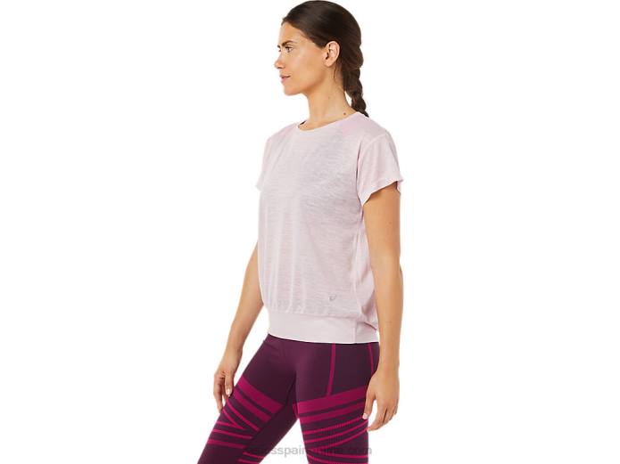 top de manga corta con espalda abierta para mujer Asics 4L683383 apenas rosa