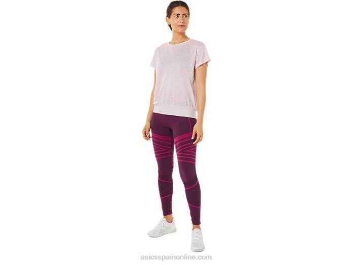 top de manga corta con espalda abierta para mujer Asics 4L683383 apenas rosa