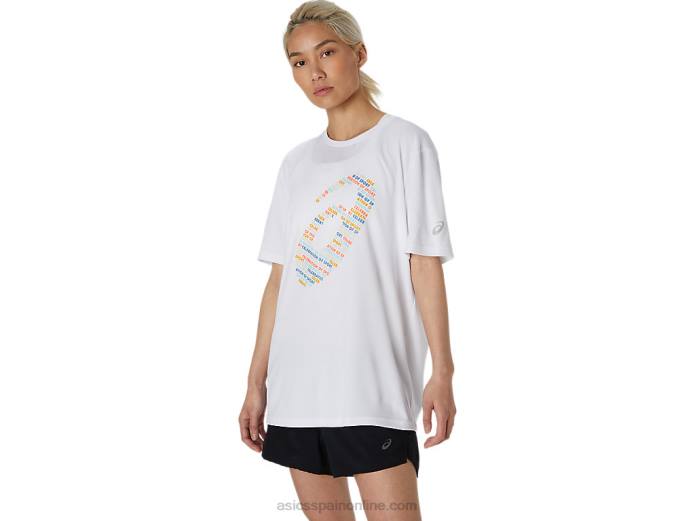 top de manga corta con logo estampado Asics 4L681758 blanco brillante