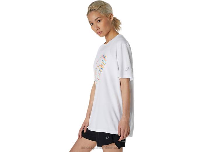 top de manga corta con logo estampado Asics 4L681758 blanco brillante