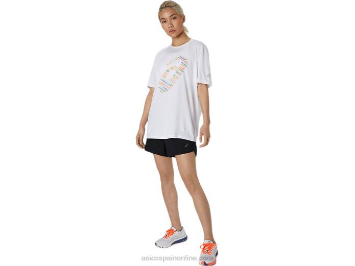 top de manga corta con logo estampado Asics 4L681758 blanco brillante