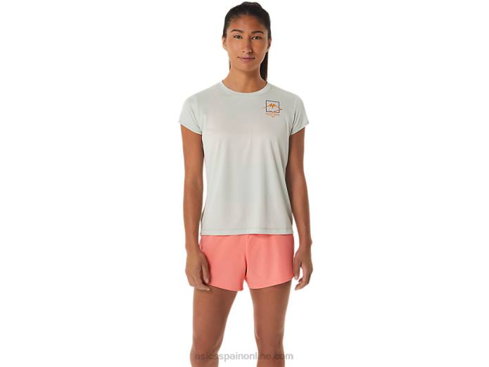 top de manga corta con logo fujitrail para mujer Asics 4L682510 salvia ligera