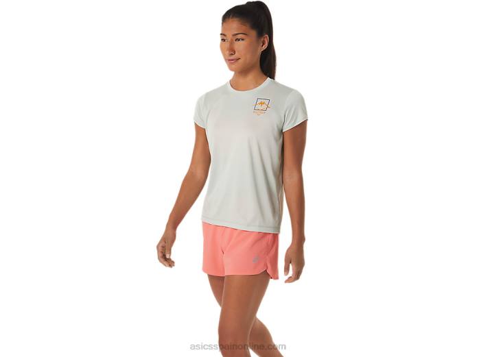 top de manga corta con logo fujitrail para mujer Asics 4L682510 salvia ligera