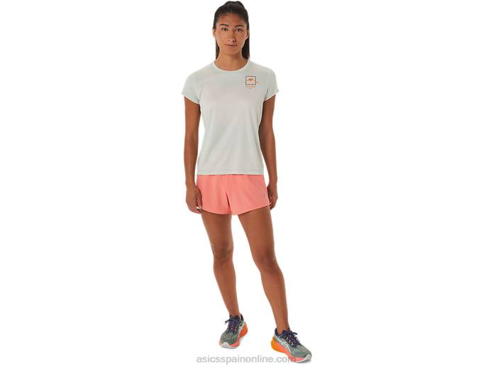 top de manga corta con logo fujitrail para mujer Asics 4L682510 salvia ligera