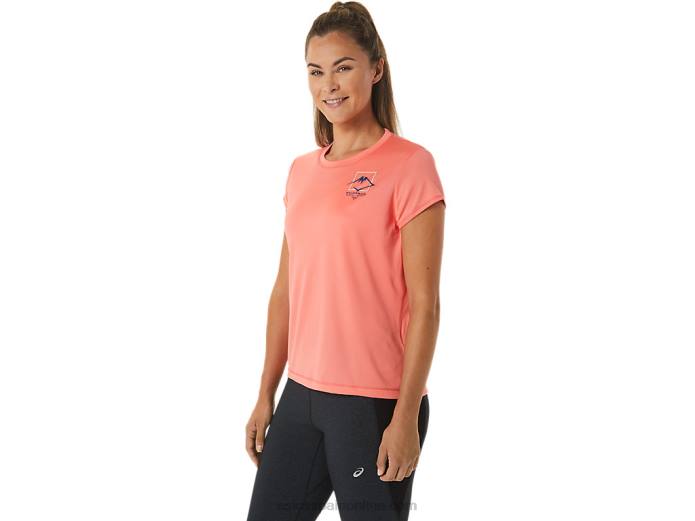 top de manga corta con logo fujitrail para mujer Asics 4L682563 papaya