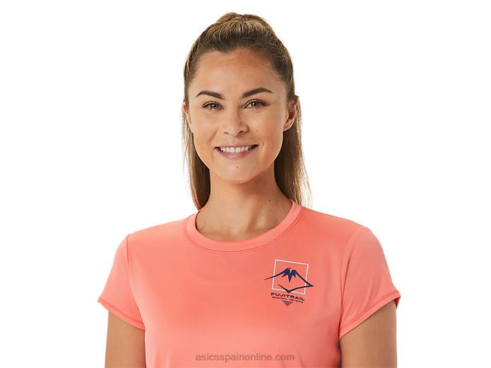 top de manga corta con logo fujitrail para mujer Asics 4L682563 papaya