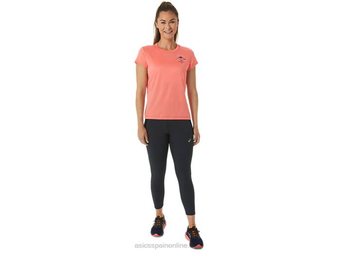 top de manga corta con logo fujitrail para mujer Asics 4L682563 papaya