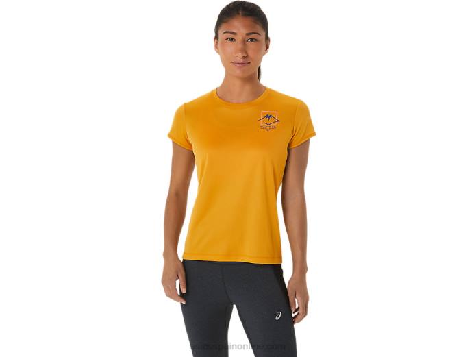 top de manga corta con logo fujitrail para mujer Asics 4L682565 tormenta de arena