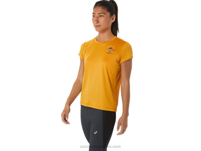 top de manga corta con logo fujitrail para mujer Asics 4L682565 tormenta de arena