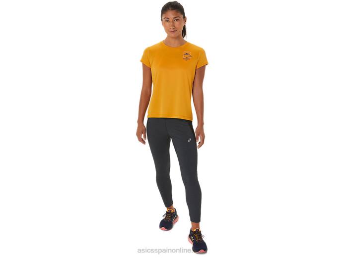 top de manga corta con logo fujitrail para mujer Asics 4L682565 tormenta de arena