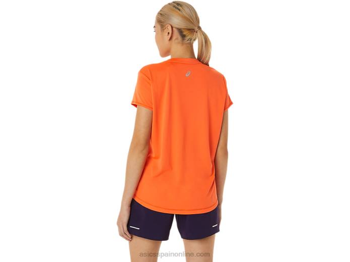 top de manga corta con logo fujitrail para mujer Asics 4L683075 naranja nueva