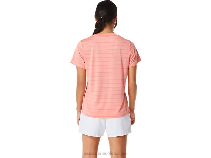 top de manga corta con rayas de corte para mujer Asics 4L682503 guayaba