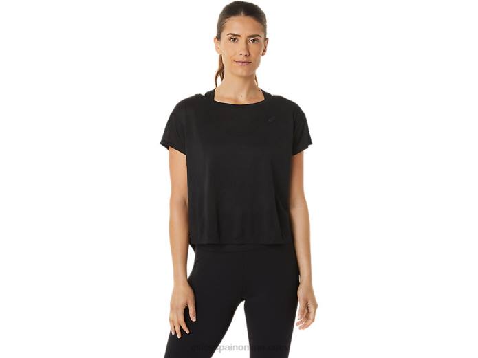 top de manga corta jacquard movekoyo para mujer Asics 4L682763 rendimiento negro