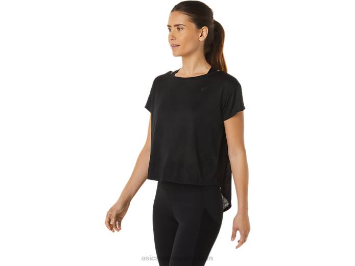 top de manga corta jacquard movekoyo para mujer Asics 4L682763 rendimiento negro