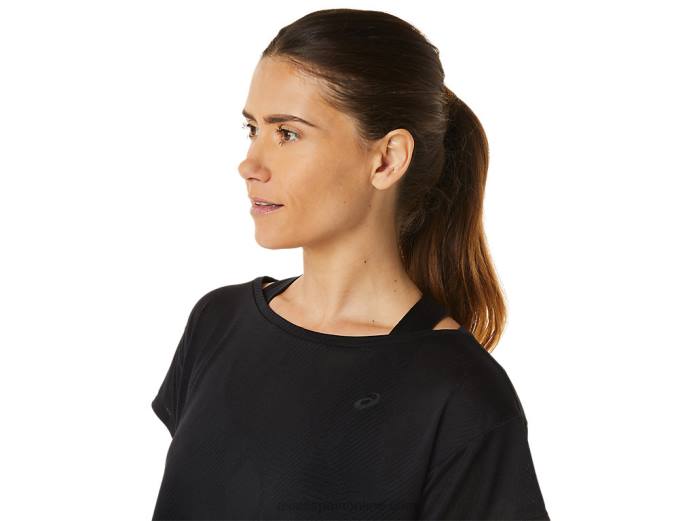 top de manga corta jacquard movekoyo para mujer Asics 4L682763 rendimiento negro