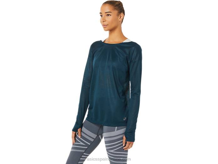 top de manga larga con espalda abierta para mujer Asics 4L683378 azul francés