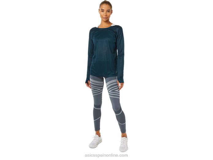top de manga larga con espalda abierta para mujer Asics 4L683378 azul francés