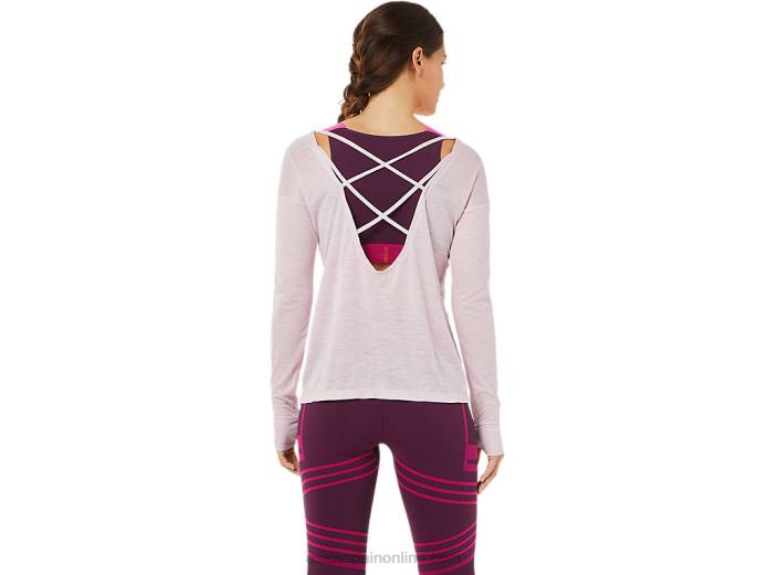 top de manga larga con espalda abierta para mujer Asics 4L683382 apenas rosa