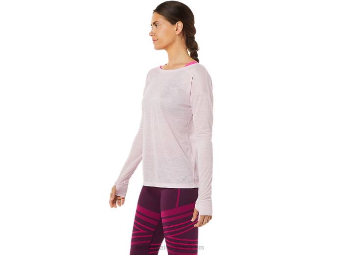 top de manga larga con espalda abierta para mujer Asics 4L683382 apenas rosa