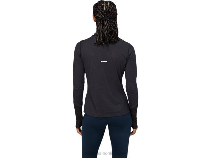 top de manga larga de canalé de lana para mujer Asics 4L683621 rendimiento negro/gris grafito