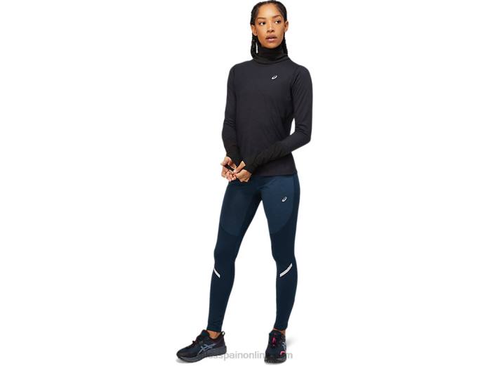 top de manga larga de canalé de lana para mujer Asics 4L683621 rendimiento negro/gris grafito
