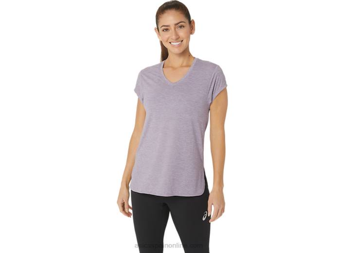 top de mujer con cuello en v jaspeado Asics 4L682150 brezo de cuarzo violeta