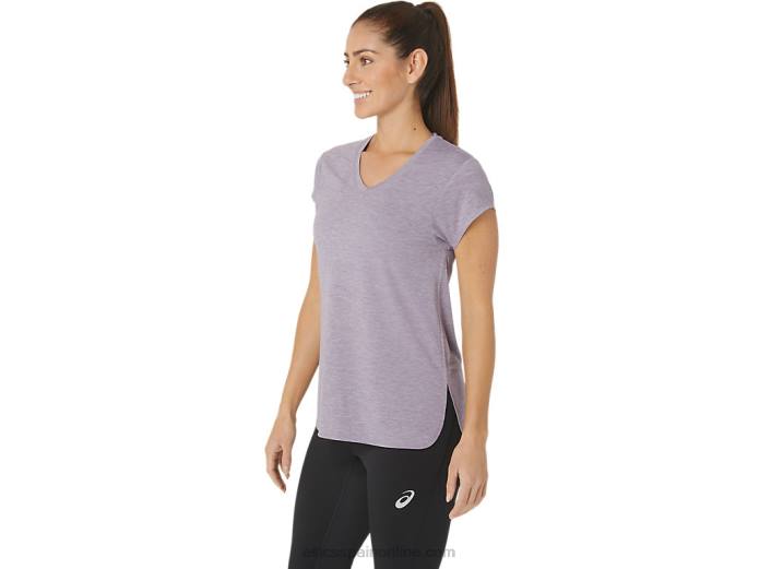 top de mujer con cuello en v jaspeado Asics 4L682150 brezo de cuarzo violeta