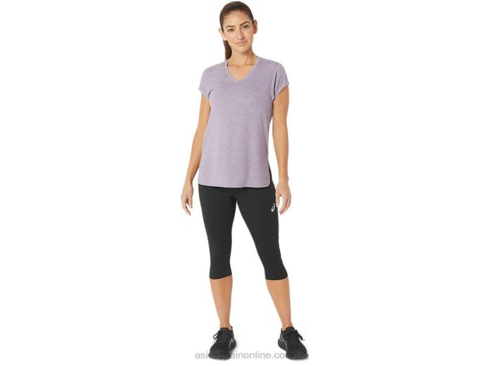 top de mujer con cuello en v jaspeado Asics 4L682150 brezo de cuarzo violeta