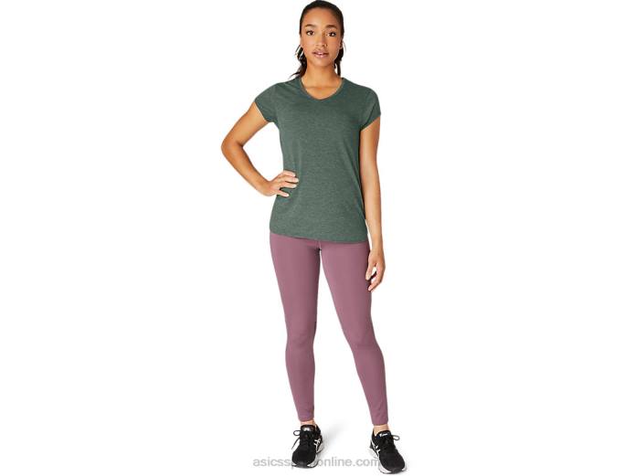 top de mujer con cuello en v jaspeado Asics 4L682159 hiedra brezo