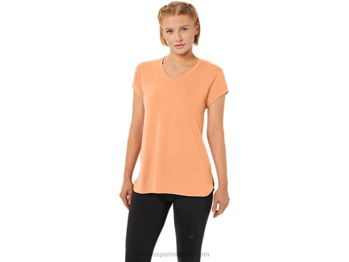 top de mujer con cuello en v jaspeado Asics 4L682260 brezo de dunas de verano