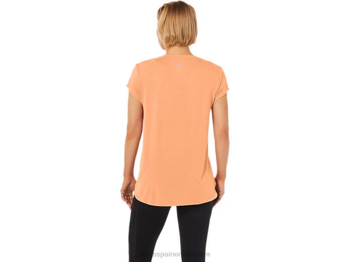 top de mujer con cuello en v jaspeado Asics 4L682260 brezo de dunas de verano