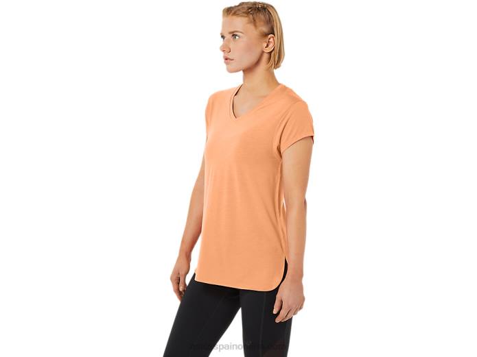 top de mujer con cuello en v jaspeado Asics 4L682260 brezo de dunas de verano