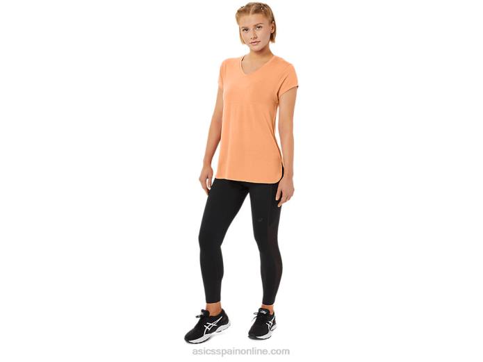 top de mujer con cuello en v jaspeado Asics 4L682260 brezo de dunas de verano