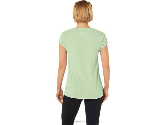 top de mujer con cuello en v jaspeado Asics 4L682292 susurro brezo verde