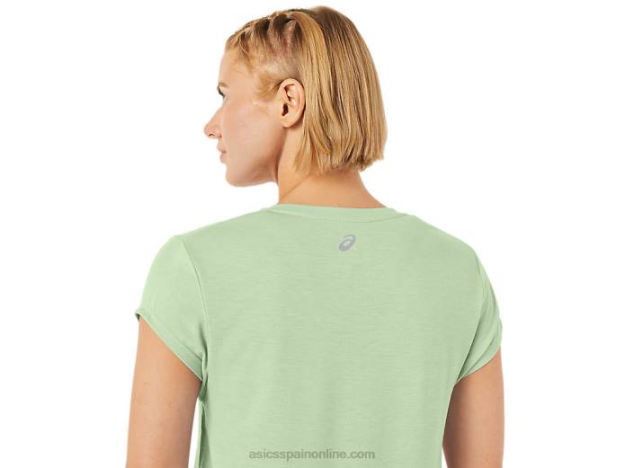 top de mujer con cuello en v jaspeado Asics 4L682292 susurro brezo verde