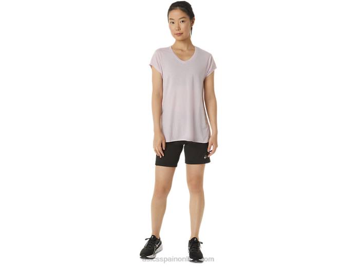 top de mujer con cuello en v jaspeado Asics 4L682746 apenas rosa brezo