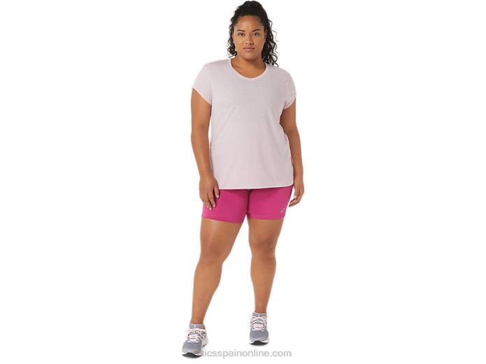 top de mujer con cuello en v jaspeado Asics 4L682746 apenas rosa brezo