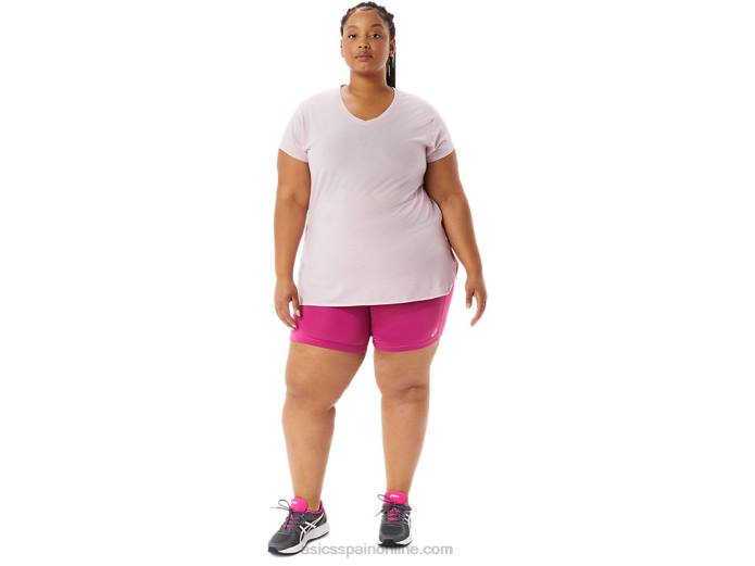 top de mujer con cuello en v jaspeado Asics 4L682746 apenas rosa brezo