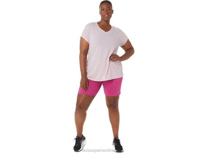 top de mujer con cuello en v jaspeado Asics 4L682746 apenas rosa brezo