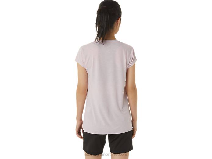 top de mujer con cuello en v jaspeado Asics 4L682746 apenas rosa brezo