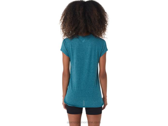 top de mujer con cuello en v jaspeado Asics 4L683045 brezo de pino de terciopelo