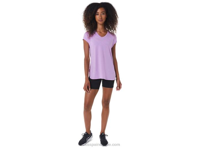 top de mujer con cuello en v jaspeado Asics 4L683046 lavanda brillo brezo