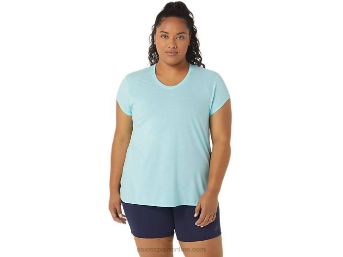 top de mujer con cuello en v jaspeado Asics 4L683403 brezo azul claro