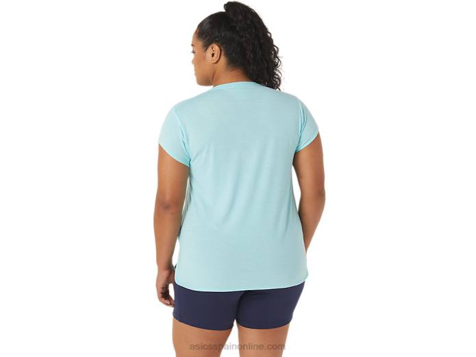 top de mujer con cuello en v jaspeado Asics 4L683403 brezo azul claro