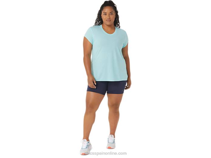 top de mujer con cuello en v jaspeado Asics 4L683403 brezo azul claro