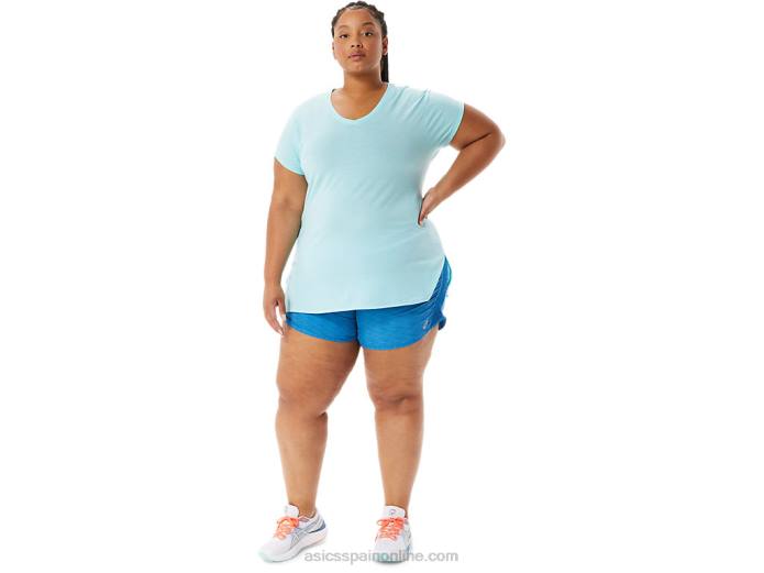 top de mujer con cuello en v jaspeado Asics 4L683403 brezo azul claro
