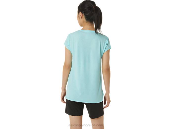 top de mujer con cuello en v jaspeado Asics 4L683403 brezo azul claro